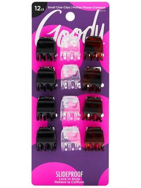 Small Basic Half-Claw Hair Clips, 12-Count – 3-Prong Claw Clips for All Hair Typ
